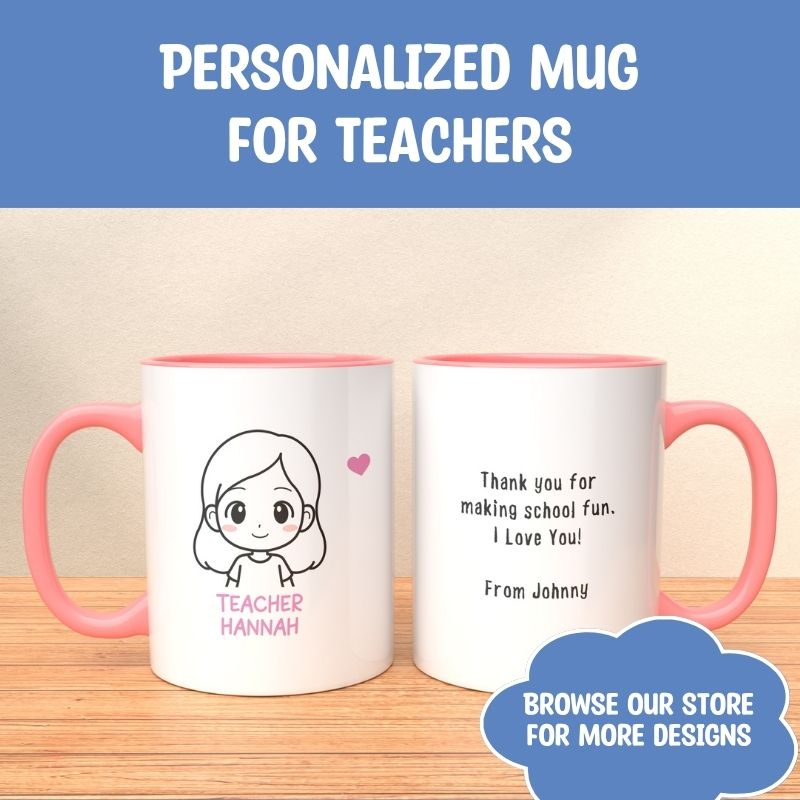 Personalized Teacher's Day Ceramic Mug - Girl Drawing