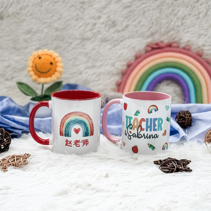 Personalized Teacher's Day Ceramic Mug + Sunflower Gift Set