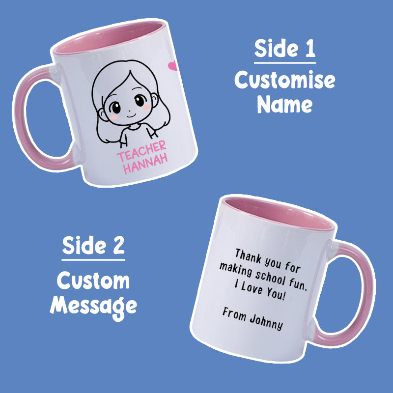 Personalized Teacher's Day Ceramic Mug - Girl Drawing