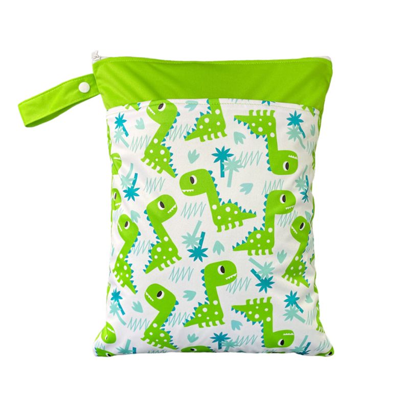 Personalized Wet Bag - Design 38 Lime Green Dinos