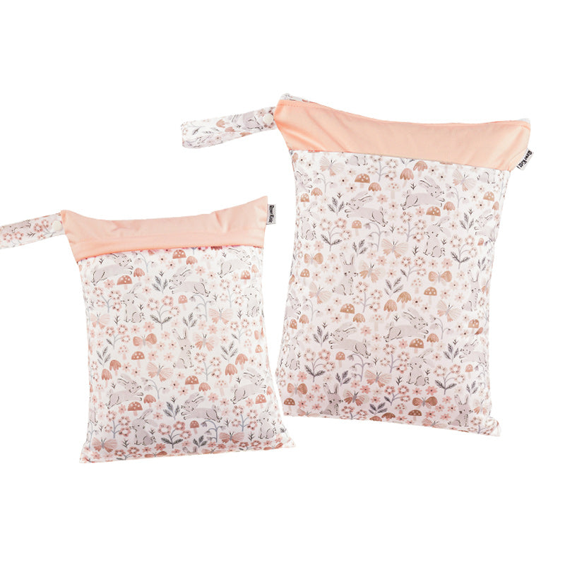 Personalized Wet Bag - Design 82 Peach Rabbits