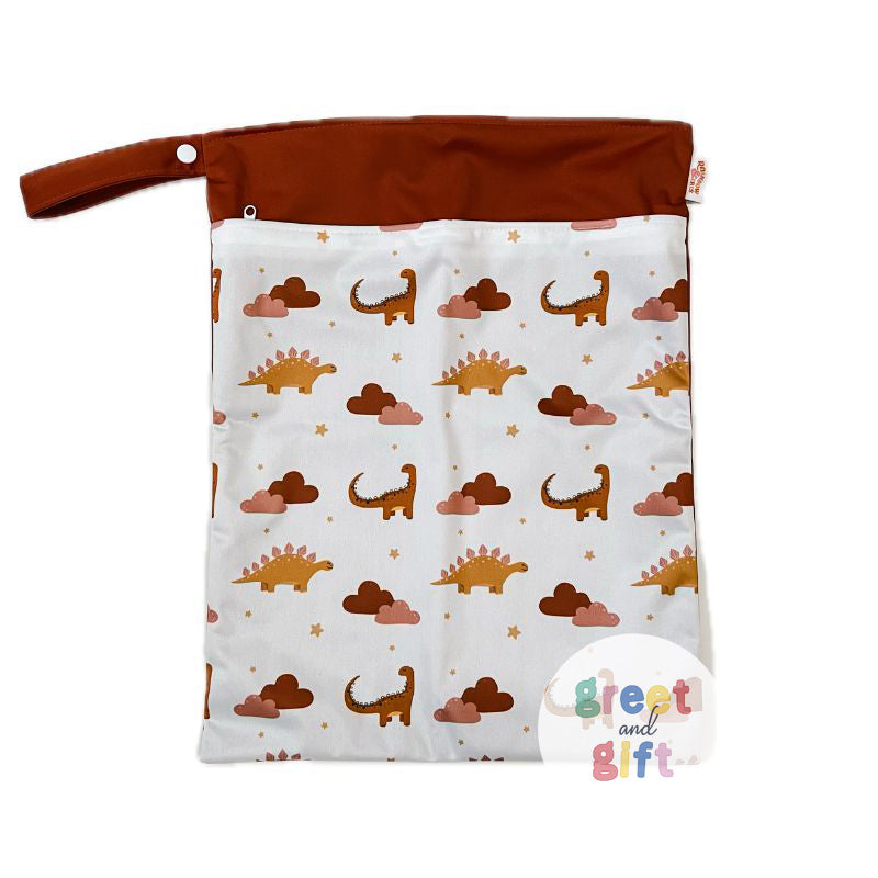 Personalized Wet Bag - Design 92 Brown Dinoland