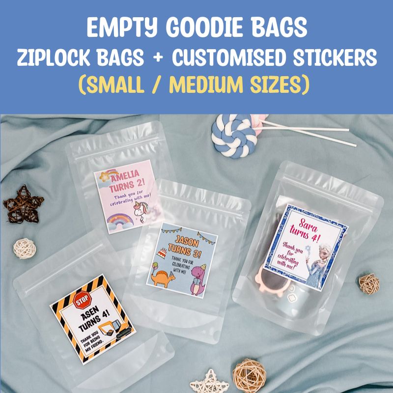 Customised Empty Zip Lock Bag For Kids Goodie Bags (Small / Medium size)