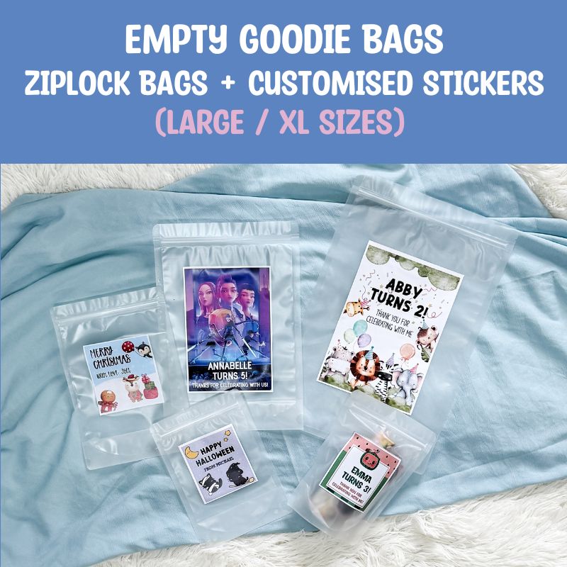 Customised Empty Zip Lock Bag For Kids Goodie Bags (Large / XL size)