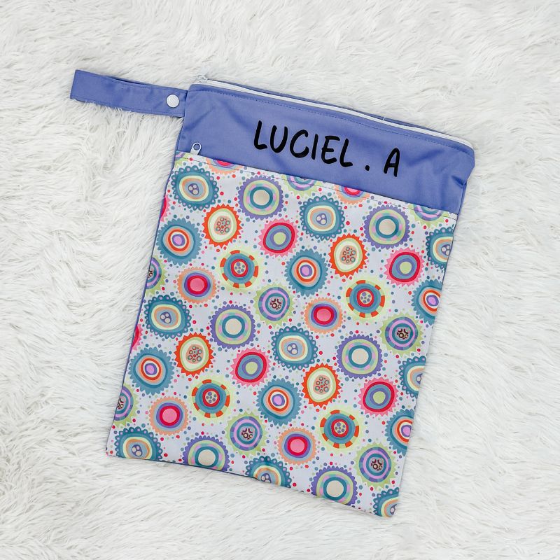 Personalized Wet Bag - Design 25 Purple Circles