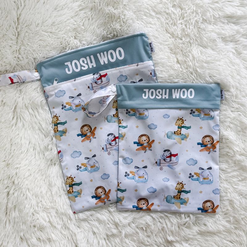 Personalized Wet Bag - Design 3 Animal Airplane
