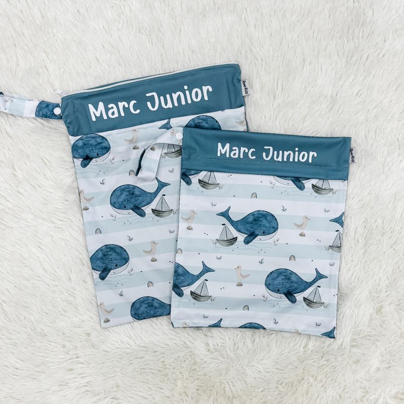 Personalized Wet Bag - Design 37 Striped Whale