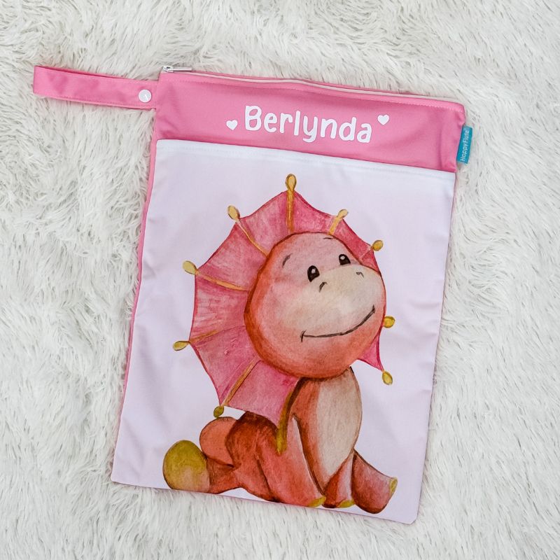 Personalized Wet Bag - Design 55 Pink Dinosaur