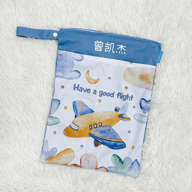 Personalized Wet Bag - Design 75 Blue Areoplane