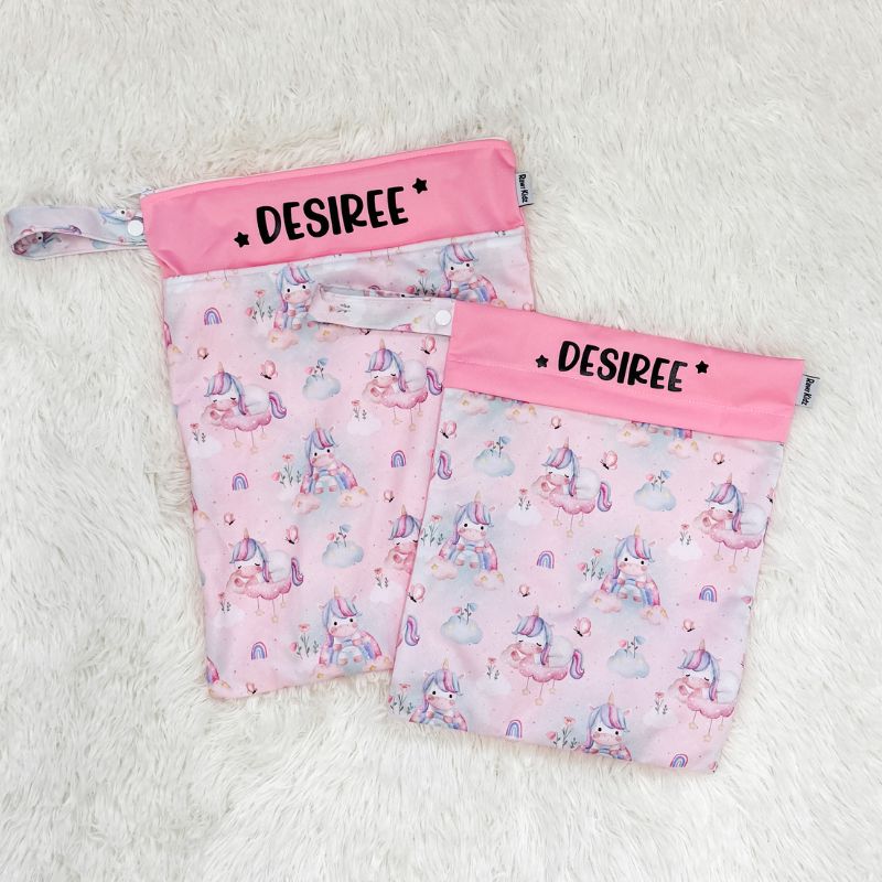 Personalized Wet Bag - Design 79 Pink Unicorns