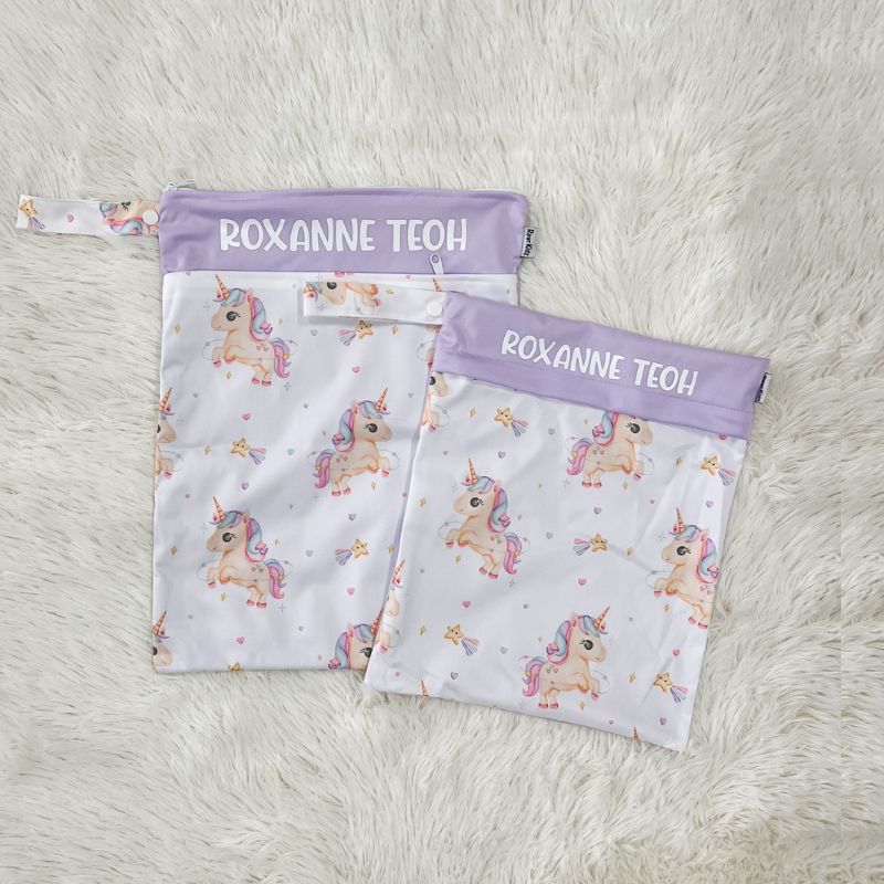 Personalized Wet Bag - Design 99 Purple Unicorn