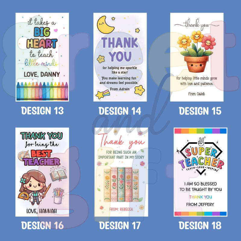 Custom Mini Teacher's Day Cards (Bundle of 8)
