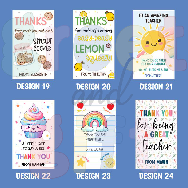 Custom Mini Teacher's Day Cards (Bundle of 8)