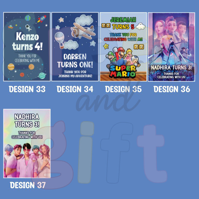 Large Sticker Options For Birthday Goodie Bags