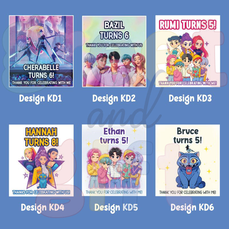 Custom Birthday Stickers - Kpop Demon Hunters (Bundle of 12)