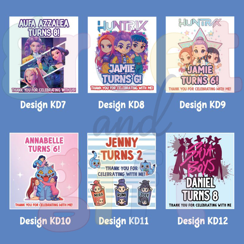 Custom Birthday Stickers - Kpop Demon Hunters (Bundle of 12)