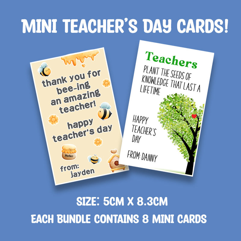 Custom Mini Teacher's Day Cards (Bundle of 8)